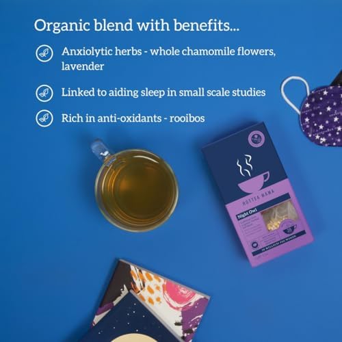 HOTTEA MAMA | Night Owl | Organic | Sleep Support Tea | Caffeine-Free | Postpartum & Breastfeeding Support | 14 Whole Leaf Biodegradable Bags (28 Cups Of Tea)