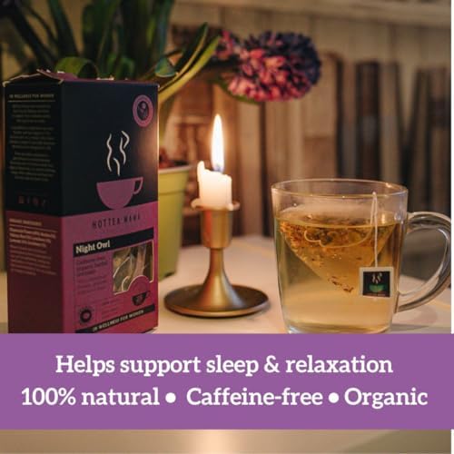 HOTTEA MAMA | Night Owl | Organic | Sleep Support Tea | Caffeine-Free | Postpartum & Breastfeeding Support | 14 Whole Leaf Biodegradable Bags (28 Cups Of Tea)