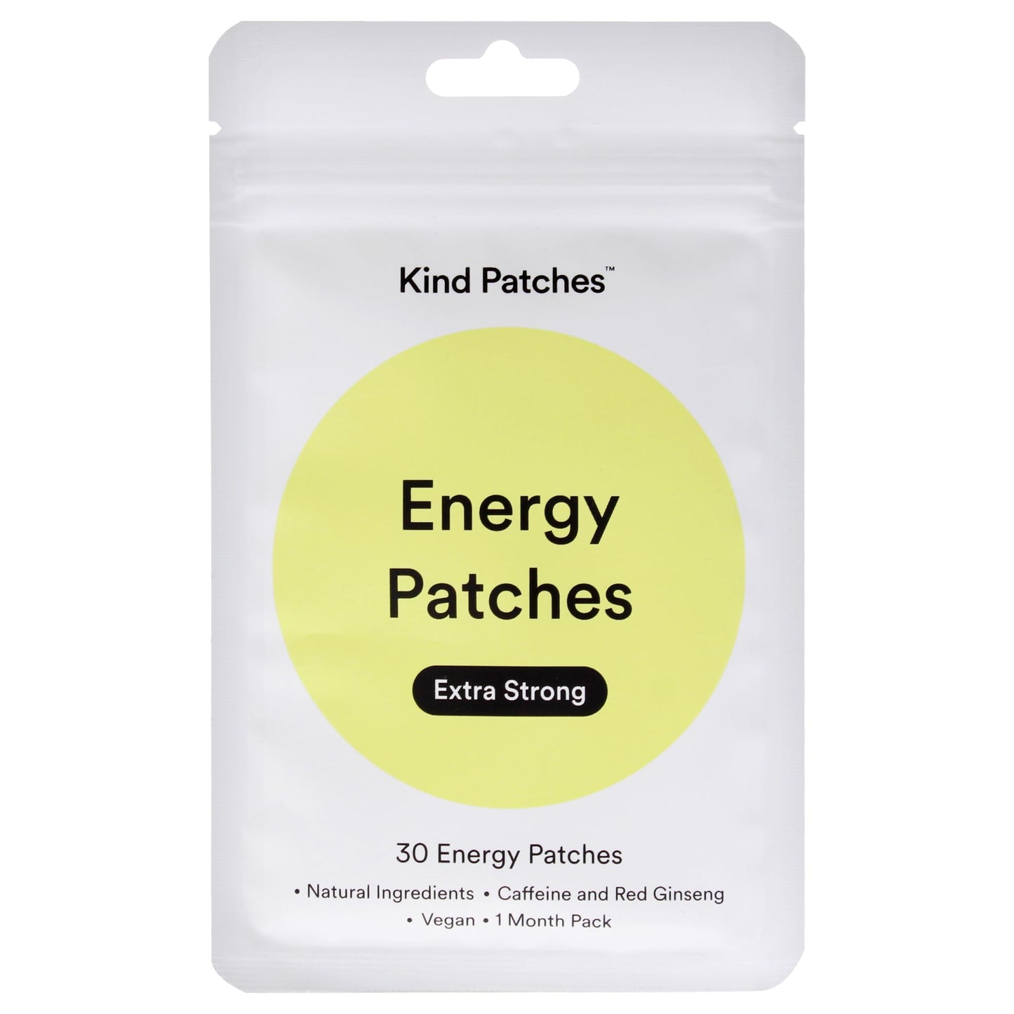Kind Patches | Energy Patches - Extra Strong | Energy Boost Support | Botanical Plant-Based Formula with Caffeine, Red Ginseng & Vitamin B Complex | 30 Vegan Patches