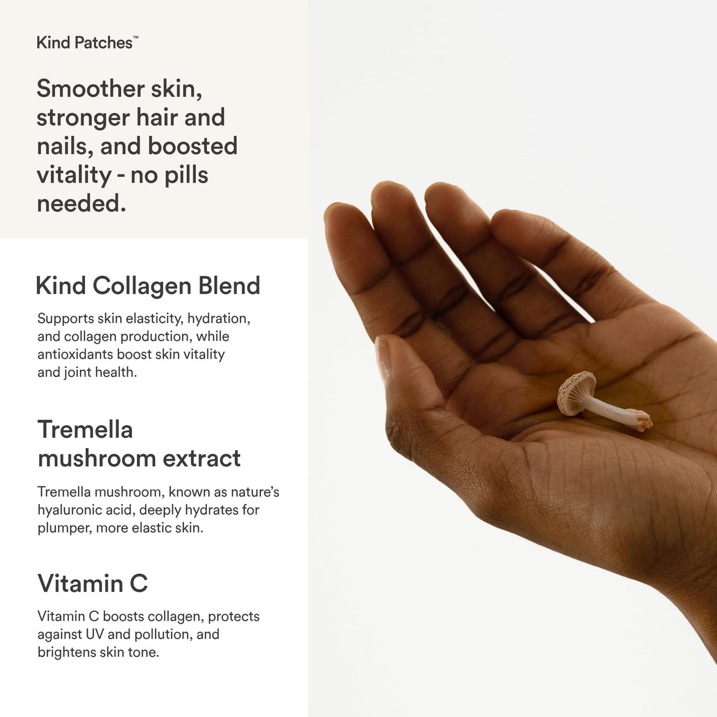 Kind Patches | Collagen | Skin Firming Production Support | Botanical Plant-Based Kind Collagen Blend, Tremella Mushroom & Vitamin C | 30 Vegan Patches
