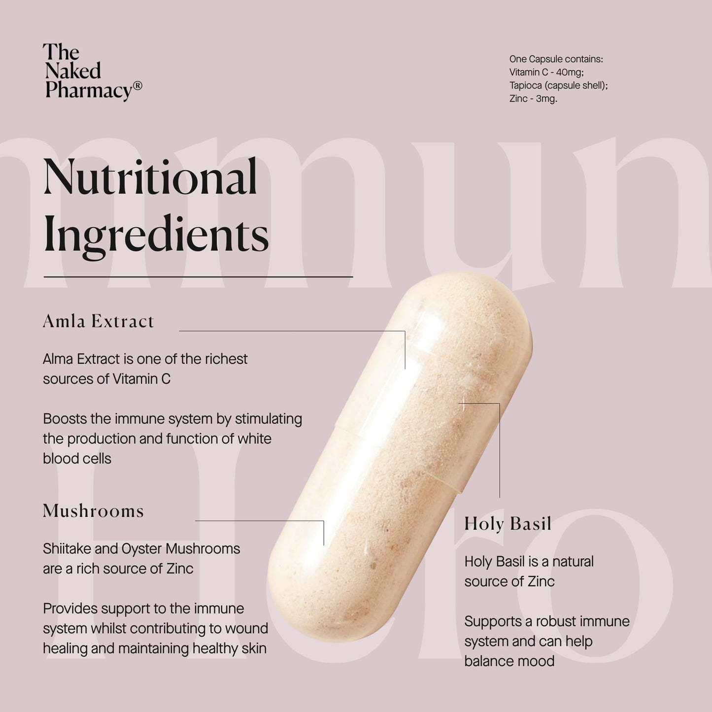 The Naked Pharmacy | Immune Hero for Adults | Natural Immunity Booster | Vitamin C, Zinc & Prebiotic | Energy & Fatigue | Collagen Supplement | No Additives | Vegan | 60 Capsules