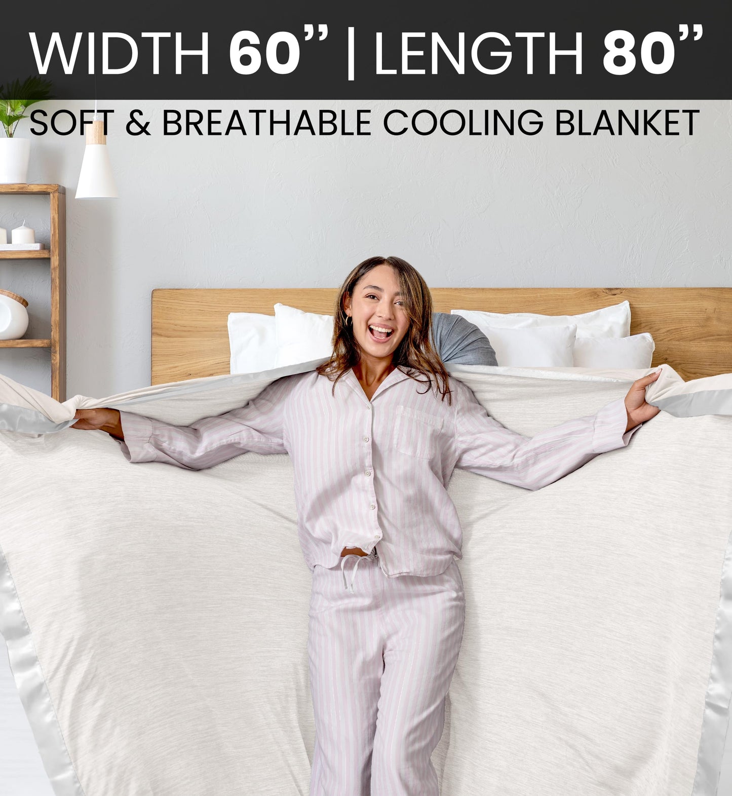 Everlasting Comfort Cooling Blanket - Dual-Sided Lightweight Summer Throw with Refreshing Fabric for Breathable Sleep - Soft and Comfortable Fibers (60x80)
