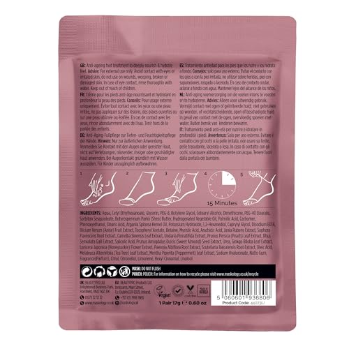 MASKOLOGY Foot MASK Professional Foot Bootie 1 Pair | Anti Ageing Formula | Natural Nails & Gel Polish Safe | Salicylic Acid | Shea Butter & Peppermint |