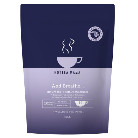 HOTTEA MAMA | And Breathe… | Ashwagandha Hot Chocolate | Adaptogenic | 42% Cacao | Ashwagandha Root | Chai Spices | 280g (14 mugs of hot chocolate)