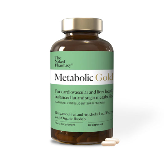 The Naked Pharmacy | Metabolic Gold | Blood Pressure & Cholesterol Lowering | Liver Support | Citrus Bergamot, Artichoke Extract & Baobab | No Additives | Vegan | 60 Capsules