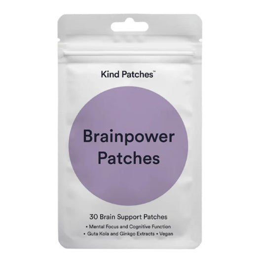 Kind Patches | Brainpower Patches | Mental Focus & Cognitive Function | Plant-Based Formula with Lion's Mane Mushroom | 30 Vegan Patches