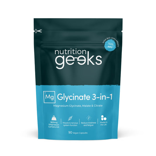 Magnesium Glycinate 3-in-1 Complex - 1800mg Supplements as Bisglycinate, Citrate & Malate 90 Vegan Capsules, Triple High Absorption 384mg Elemental, UK Made (Packaging Design May Vary)