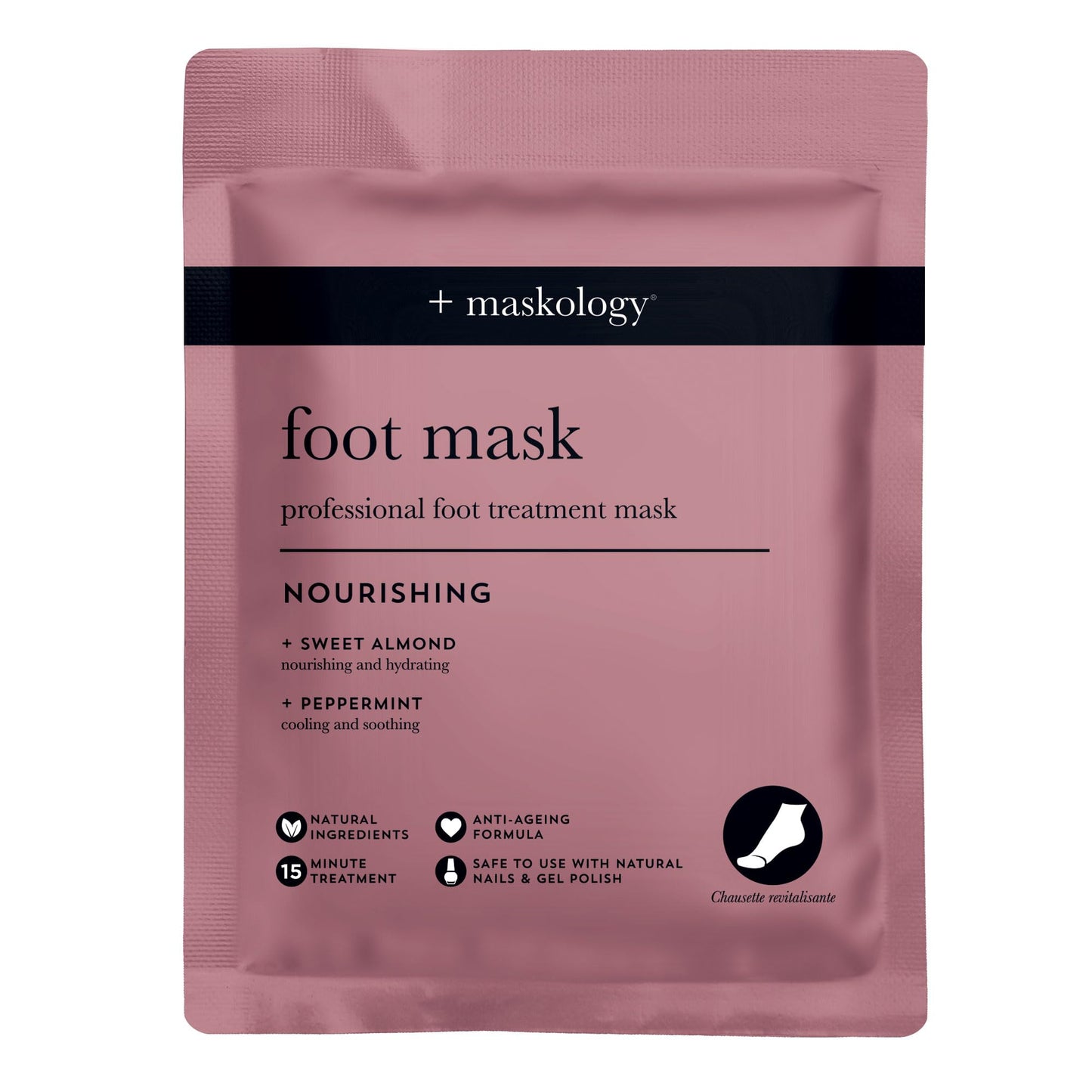 MASKOLOGY Foot MASK Professional Foot Bootie 1 Pair | Anti Ageing Formula | Natural Nails & Gel Polish Safe | Salicylic Acid | Shea Butter & Peppermint |