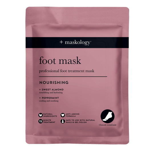 MASKOLOGY Foot MASK Professional Foot Bootie 1 Pair | Anti Ageing Formula | Natural Nails & Gel Polish Safe | Salicylic Acid | Shea Butter & Peppermint |