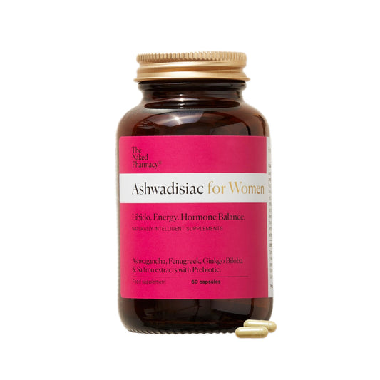 The Naked Pharmacy | Ashwadisiac for Women | Energy & Balance | Saffron, Ashwagandha, Fenugreek & Prebiotic | High Strength | Natural No Additives | 60 Capsules
