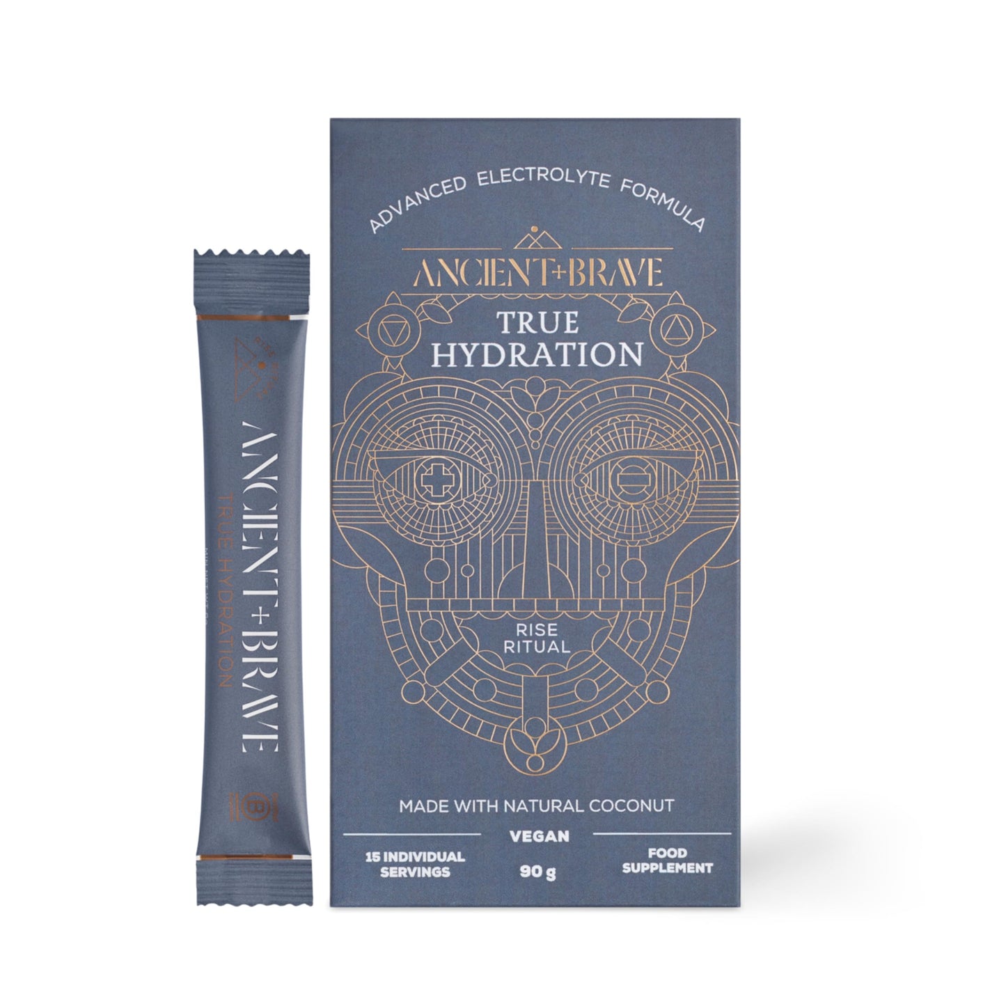 Ancient + Brave True Hydration - Electrolyte Powder 15 x 6g Sachets - Magnesium, Potassium, Chromium - Coconut Water Blend for Morning Replenishment, Post Workout Recovery - Vegan, Natural Flavor